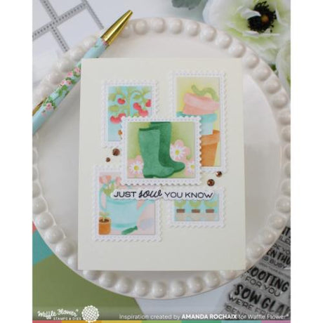 Waffle Flower - Postage Collage Gardening Stencil