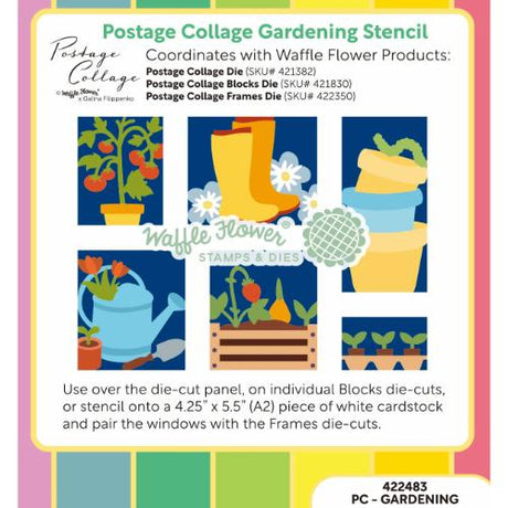 Waffle Flower - Postage Collage Gardening Stencil