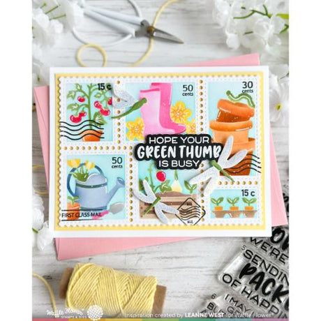 Waffle Flower - Postage Collage Gardening Stencil