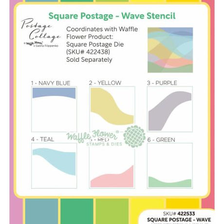 Waffle Flower - Square Postage - Wave Stencil