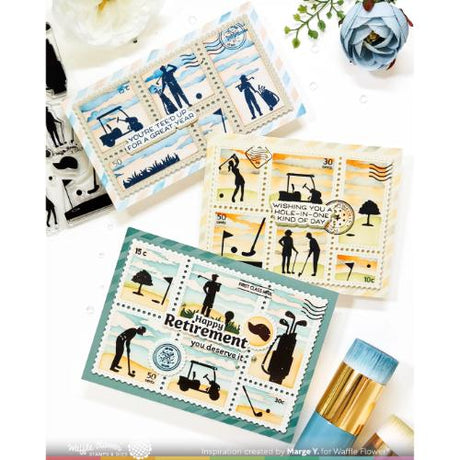 Waffle Flower - Postage Collage Golf Silhouettes Stamp Set