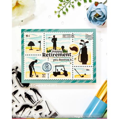 Waffle Flower - Postage Collage Golf Silhouettes Stamp Set