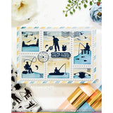 Waffle Flower - Postage Collage Fishing Silhouettes Stamp Set