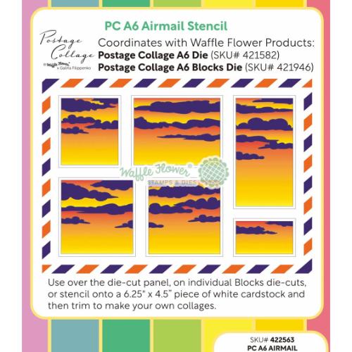 Waffle Flower - Postage Collage A6 Airmail Stencil