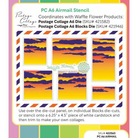 Waffle Flower - Postage Collage A6 Airmail Stencil