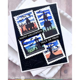 Waffle Flower - Postage Collage Haunted House Silhouette Stamp Set