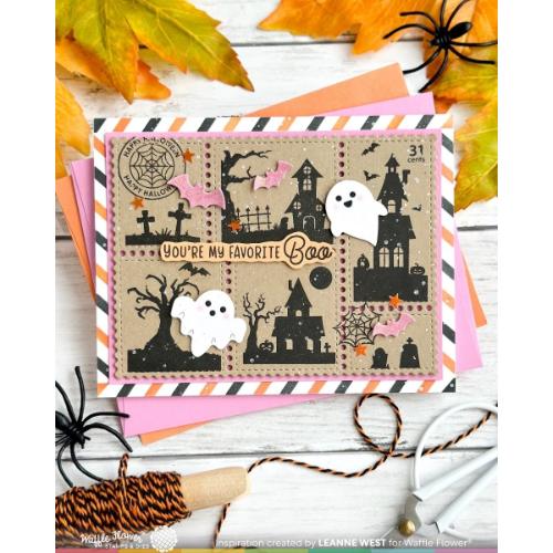 Waffle Flower - Postage Collage Haunted House Silhouette Stamp Set