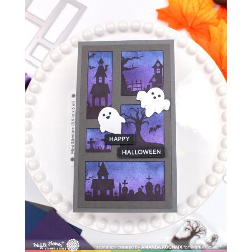 Waffle Flower - Postage Collage Haunted House Silhouette Stamp Set