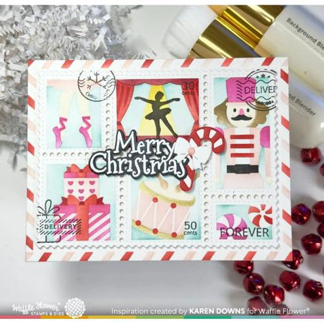 Waffle Flower - Postage Collage Nutcracker Stencil