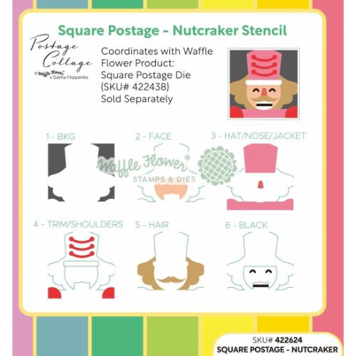 Waffle Flower - Square Postage - Nutcracker Stencil
