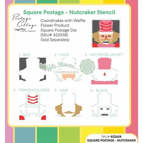 Waffle Flower - Square Postage - Nutcracker Stencil