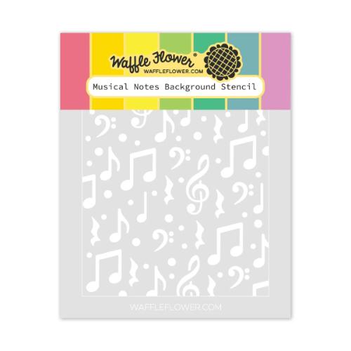 Waffle Flower - Musical Notes Background Stencil