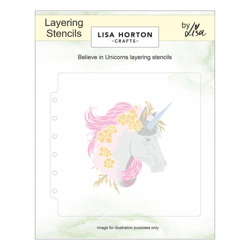 Lisa Horton Crafts Layering Stencil 6"x6" Believe in Unicorns