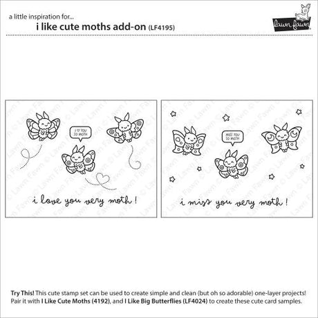 Lawn Fawn - Stamps - I Like Cute Moths Add-On