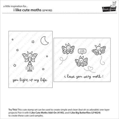 Lawn Fawn - Stamps - I Like Cute Moths