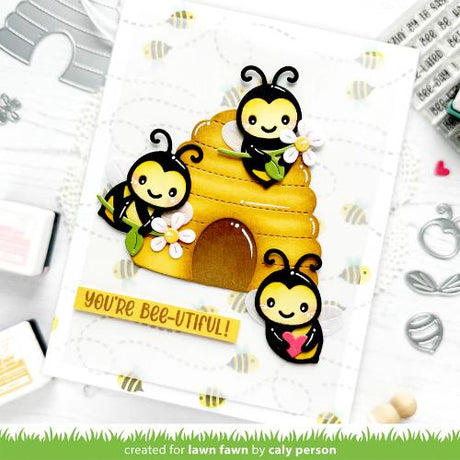 Lawn Fawn - Lawn Clippings - Bee Happy Background Stencils
