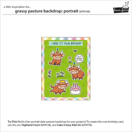 Lawn Fawn - Lawn Cuts - Grassy Pasture Backdrop: Portrait Dies