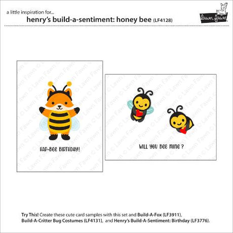 Lawn Fawn - Stamps - Henry's Build-A-Sentiment: Honey Bee