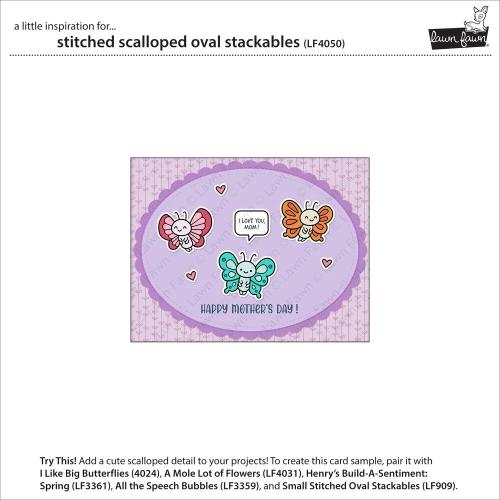 Lawn Fawn - Stitched Scalloped Oval Stackables Dies