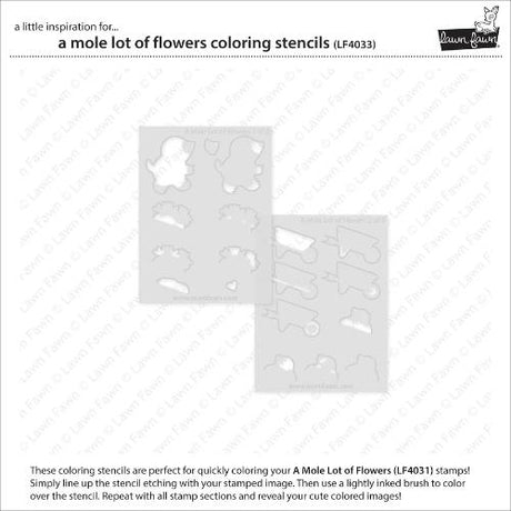 Lawn Fawn - Lawn Clippings - A Mole Lot of Flowers Coloring Stencils