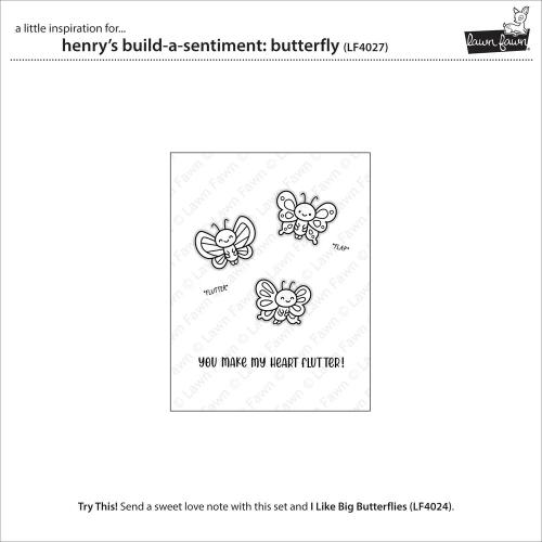 Lawn Fawn - Stamps - Henry's Build-A-Sentiment: Butterfly