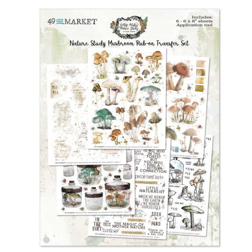 49 And Market Nature Study Rub-Ons 6"X8" 6/Sheets Mushroom