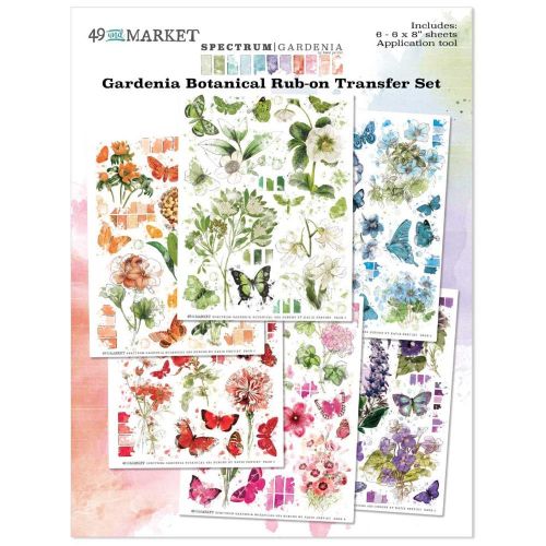 49 & Market Spectrum Gardenia Rub-Ons 6"X8" 6/Sheets Botanical