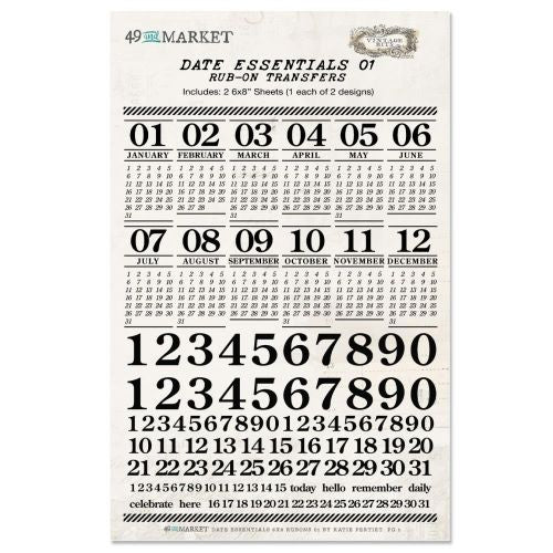 49 And Market Rub-Ons 6"X8" 2/Sheets Date Essentials 01