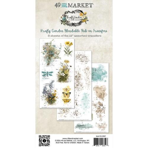 49 And Market Krafty Garden Rub-On Transfer Set Blendable 6"x12" - Postage as per Actual