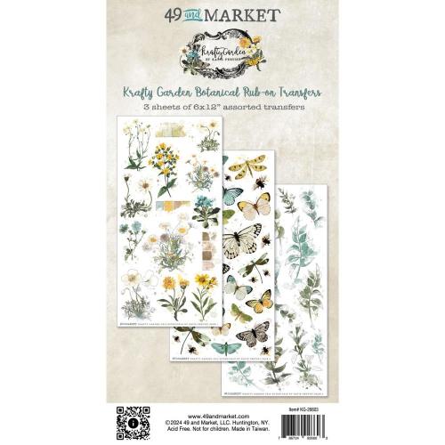 49 And Market Krafty Garden Rub-On Transfer Set Botanicals 6"x12" - Postage as per Actual