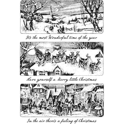 Tim Holtz Cling Stamps 7"X8.5" Holiday Scenes