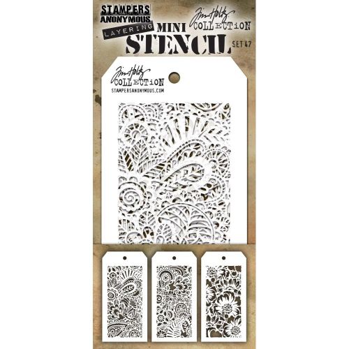 Tim Holtz Mini Layered Stencil Set 3/Pkg Set #47