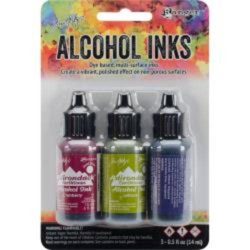 Tim Holtz Alcohol Ink .5oz 3/Pkg Farmers Market-Cranberry/Lettuce/Eggplnt - Krafters Cart