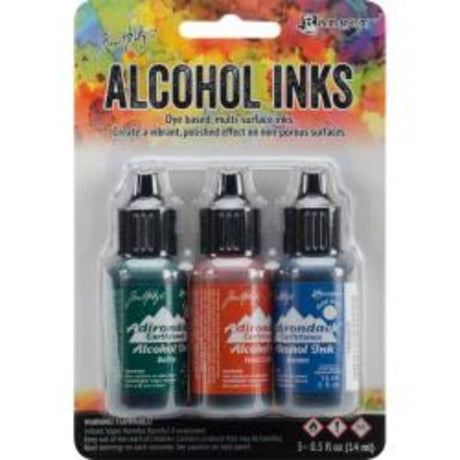 Tim Holtz Alcohol Ink .5oz 3/Pkg Rustic Lodge-Bottle/Terra-Cotta/Denim - Krafters Cart