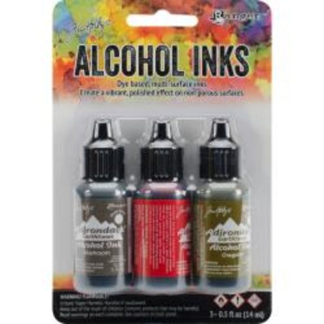 Tim Holtz Alcohol Ink .5oz 3/Pkg Tuscan Garden-Red Peppr/Mushroom/Oregano - Krafters Cart