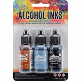 Tim Holtz Alcohol Ink .5oz 3/Pkg Miners Lantern-Rust/Stonewash/Pitch Blk