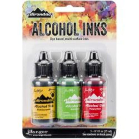 Tim Holtz Alcohol Ink .5oz 3/Pkg Conservatory-Honeycmb/Botanical/Poppyfld - Krafters Cart