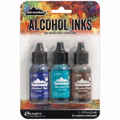 Tim Holtz Alcohol Ink .5oz 3/Pkg Mariner-Indigo/Mermaid/Teakwood