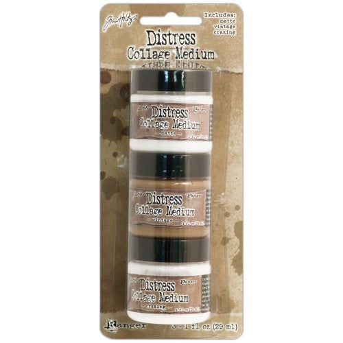 Tim Holtz Distress Collage Mini Mediums 1oz 3/Pkg Vintage, Matte & Crazing