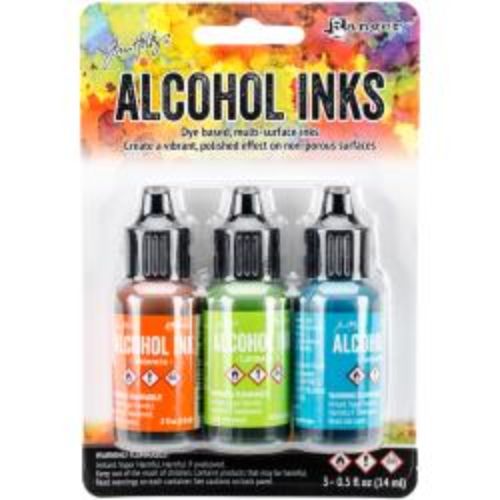 Tim Holtz Alcohol Ink .5oz 3/Pkg Spring Break-Valencia/Limeade/Turquoise - Krafters Cart
