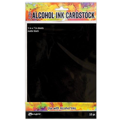 Tim Holtz Alcohol Ink Cardstock 5"X7" 10/Pkg Black Matte