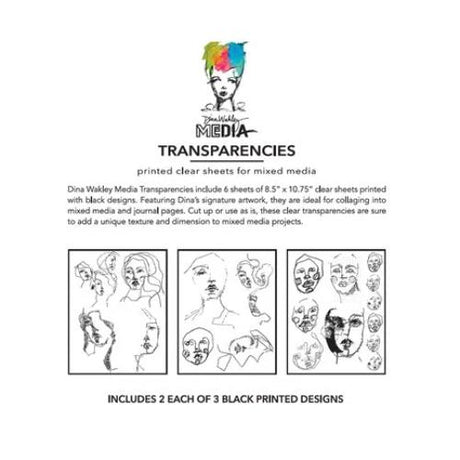 Dina Wakley MEdia Transparencies Abstract Portraits Set 1 (6pcs) (MDA80534) - Postage as per Actual