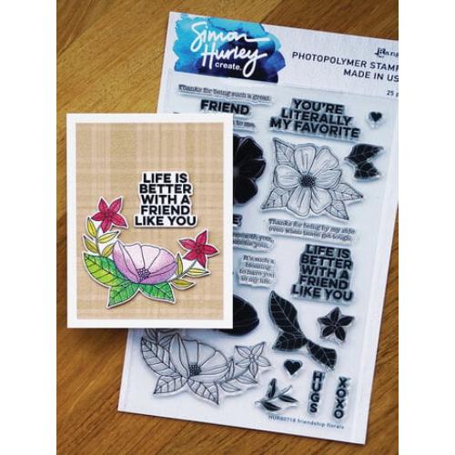 Simon Hurley Create. Photopolymer Stamps 6x9 Inch Friendship Florals (HUR80718)