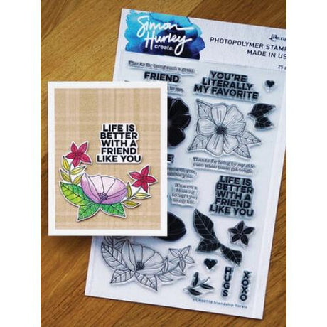 Simon Hurley Create. Photopolymer Stamps 6x9 Inch Friendship Florals (HUR80718)