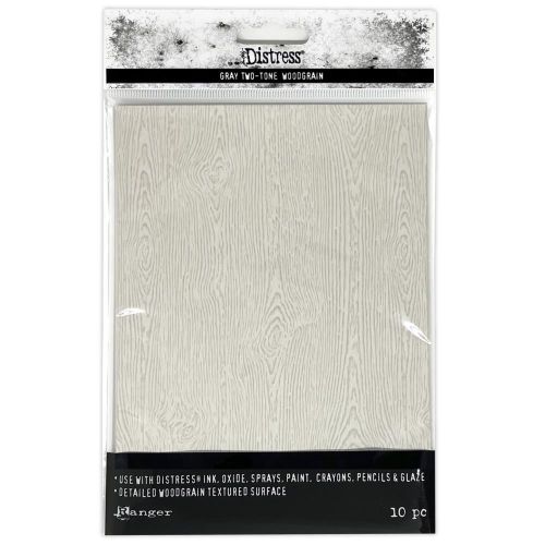 Tim Holtz Distress Woodgrain Cardstock 5"X7" 10/Pkg Light Grey