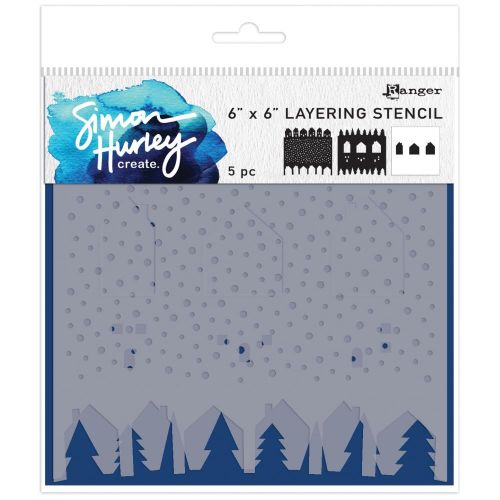 Simon Hurley create. Stencil Set 3/Pkg Winter Scene Maker