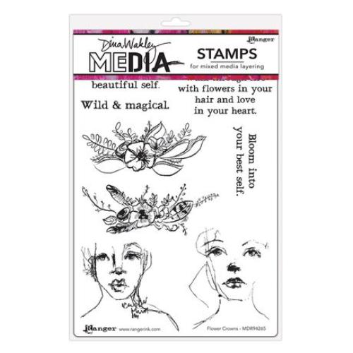 Dina Wakley Media Cling Stamps 6"X9"-Flower Crowns