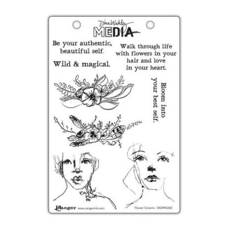 Dina Wakley Media Cling Stamps 6"X9"-Flower Crowns
