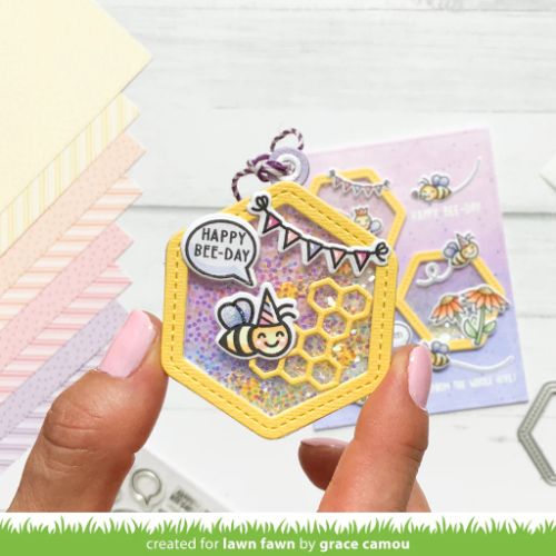 Lawn Fawn - Lawn Cuts - Honeycomb Shaker Gift Tag Dies