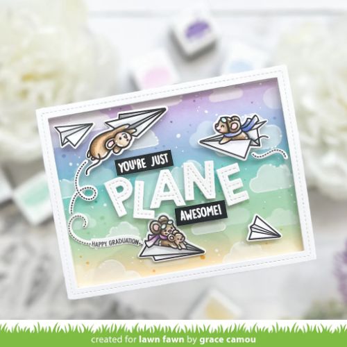 Lawn Fawn - Stamps - Just Plane Awesome Sentiment Trails